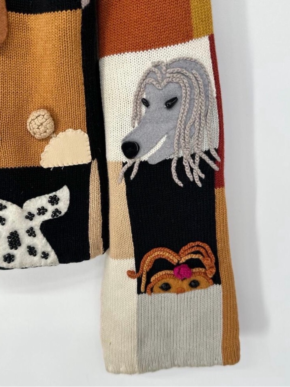 Vintage 80s EPIC Michael Simon Dog button down cardigan sweater - Picture 7 of 8